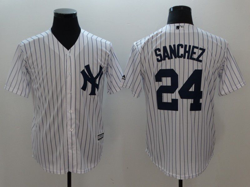 Men New York Yankees 24 Sanchez White stripes Game MLB Jerseys